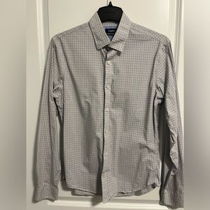 Esquire Mens White/Gray/Blue Plaid Slim Fit Shirt Size 15 34/35